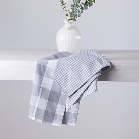 Ecoanthology Chester Recycled Tea Towel 2 Pack Grey & White 