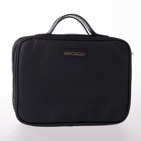 Grace & Gild Black Luxe Cosmetic Bag Large 