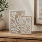 Gracious Living Gina Book Box Set of 2 in natural tones, styled on a wooden console with soft leaf artwork.