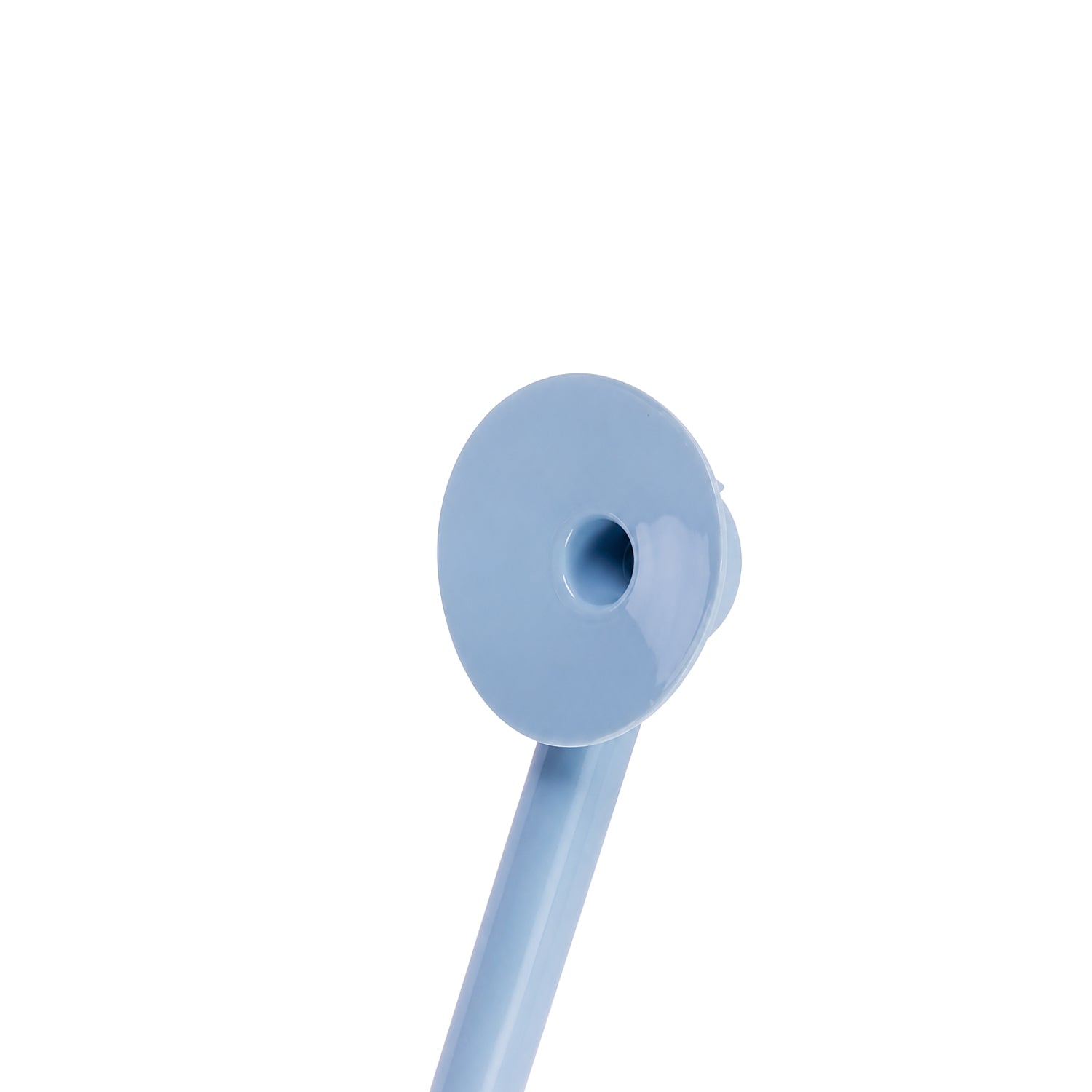 A close-up of a denim blue suction piece shown against a solid white background.