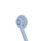 A close-up of a denim blue suction piece shown against a solid white background.