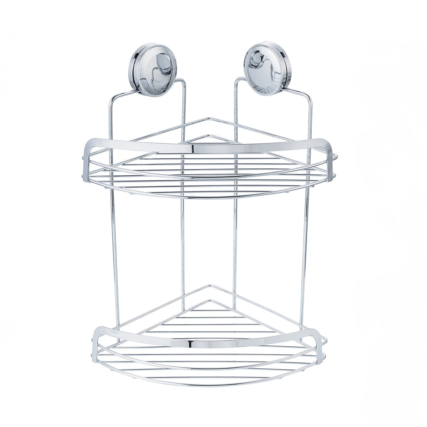 New & Improved Home Essentials Twist & Lock Double Shelf Corner Shower Caddy