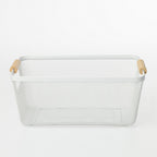 Home Essentials Cassius large white metal mesh storage basket with natural wooden handles.