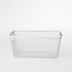 Home Essentials Cassius medium white metal mesh storage basket with natural wooden handles.