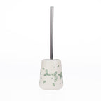 Gracious Living Irina Floral Toilet Brush Holder in Ivory, featuring a glossy ceramic holder with a soft green floral pattern and a polished stainless steel toilet brush handle.