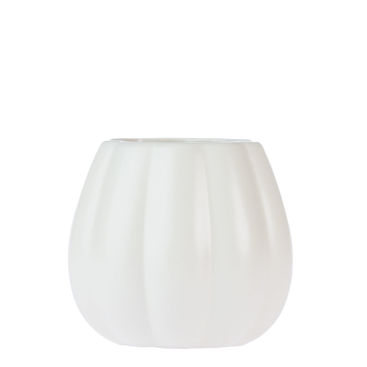 Gracious Living Greta Ceramic Tumbler in Ivory, featuring a rounded shape with subtle ribbed detailing and a soft ivory finish on a white background.