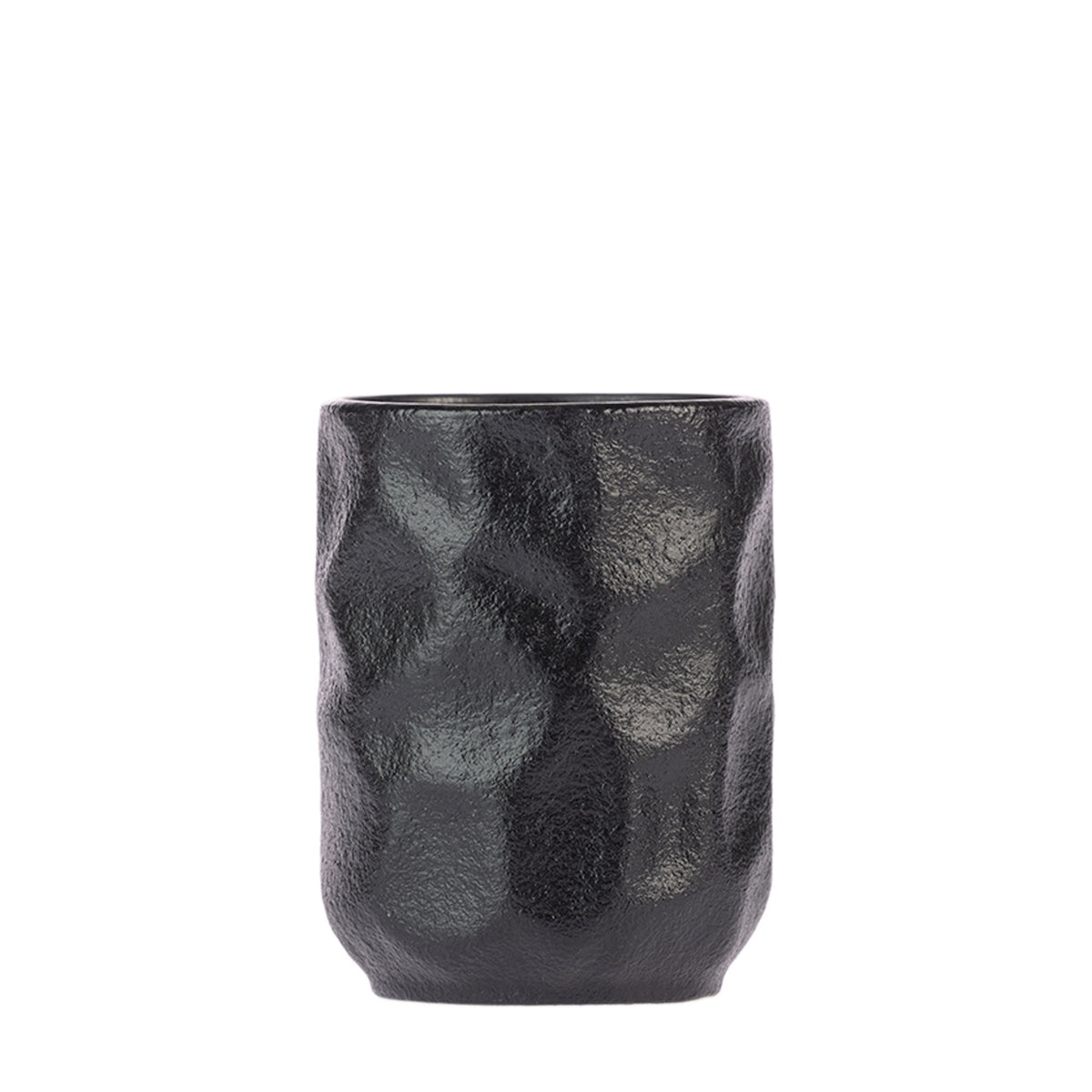 Design Republique Neva Ceramic Tumbler in Black, featuring a textured faceted finish.
