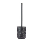Design Republique Neva Ceramic Toilet Brush Holder in Black, featuring a textured faceted finish with a long black handle.