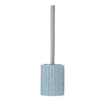 Design Republique Blake Toilet Brush Holder in Sea Mist, featuring a glossy light blue textured base with a long chrome handle on a white background.