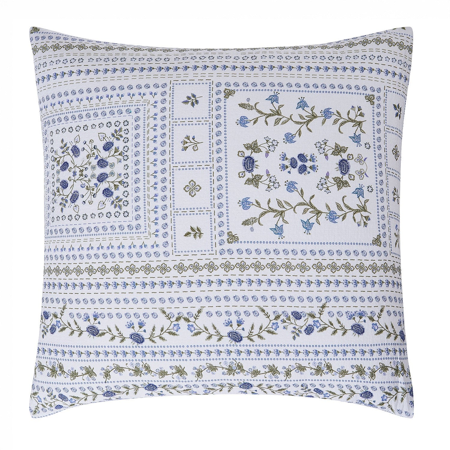 Decorative pillow with floral pattern on a white background
