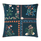 Decorative pillowcase with floral pattern on a dark blue background