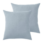Dusty Blue – Pair of dusty blue European pillowcases featuring a chunky waffle texture, displayed on a white background.