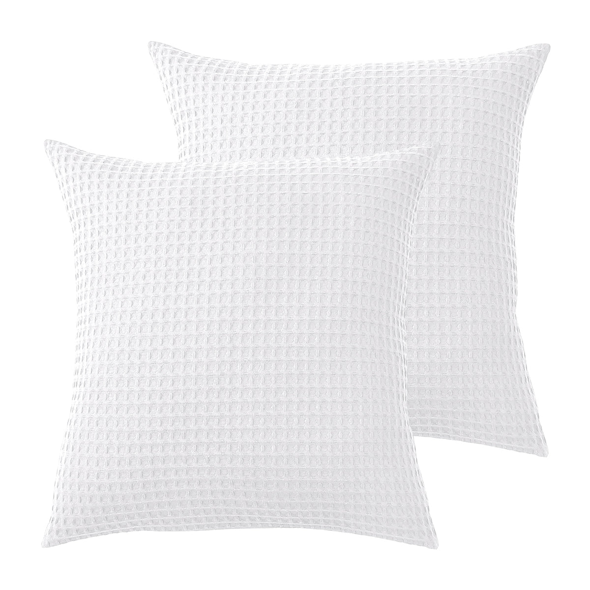 Off White – Pair of off-white European pillowcases featuring a chunky waffle texture, displayed on a white background.