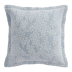 Private Collection Garden Veil 100% Cotton Jacquard European Pillowcase in Chambray featuring a textured white floral pattern on soft blue fabric against a white background.