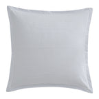 Front view of the Private Collection Hydrangea 100% Cotton Euro Pillowcase, featuring a soft grey and white fine stripe design with a tailored flange border.