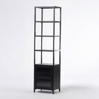 Design Republique Fluted Glass Tall Cabinet With Shelves
