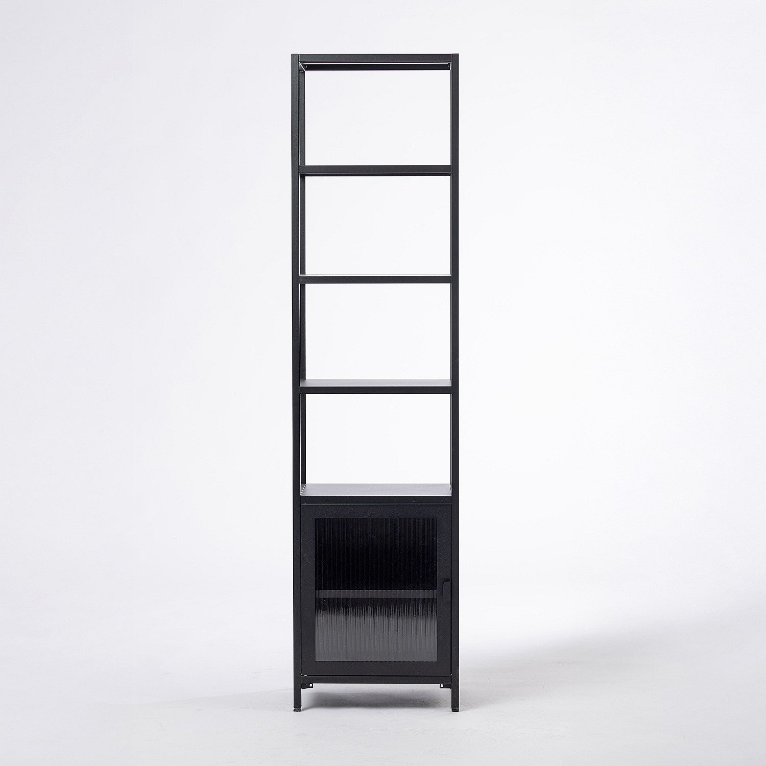 Design Republique Fluted Glass Tall Cabinet With Shelves