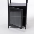 Design Republique Fluted Glass Tall Cabinet With Shelves