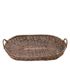 Design Republique Haven Tray Large in Natural, featuring an oval woven design with raised sides and integrated loop handles.