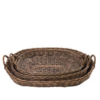 Design Republique Haven Tray Large in Natural, shown nested with coordinating woven trays in different sizes.