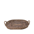 Design Republique Haven Tray Small in Natural, featuring a compact oval woven design with raised sides and integrated loop handles.