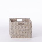 Cove Ruthie Basket Medium in White Wash, featuring a rectangular woven design with integrated carry handles.