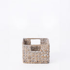 Cove Ruthie Basket Small in White Wash, featuring a compact woven design with integrated carry handles.