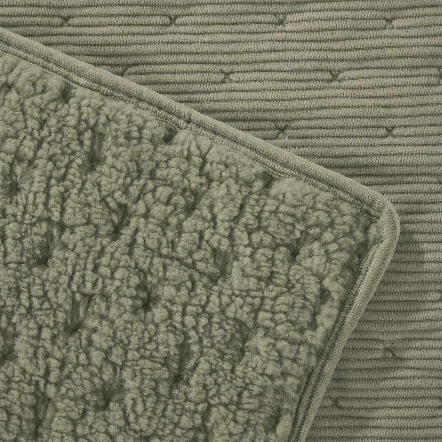 Front & reverse close up swatch of sage blanket