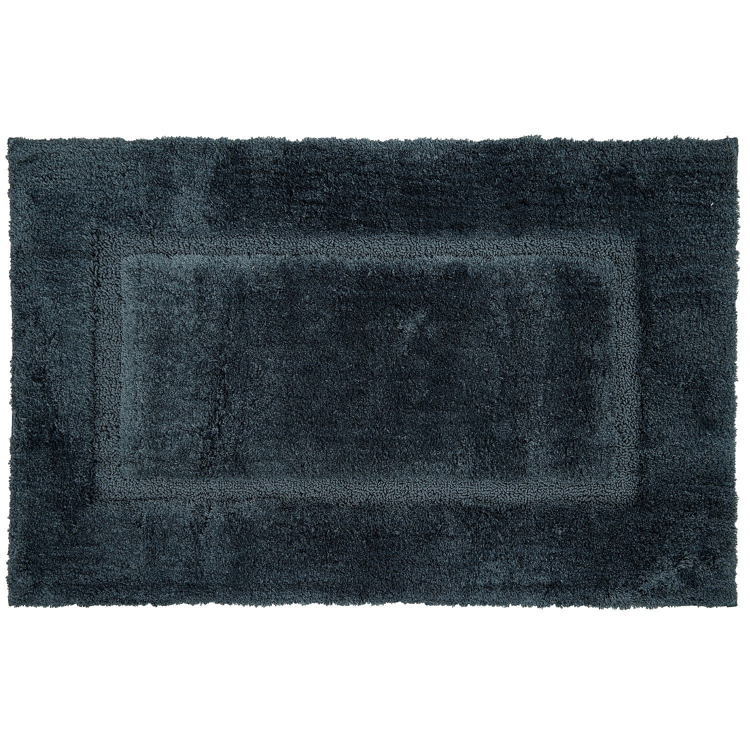 Coal bathmat featuring a plush textured finish with a subtle border design on a clean white background
