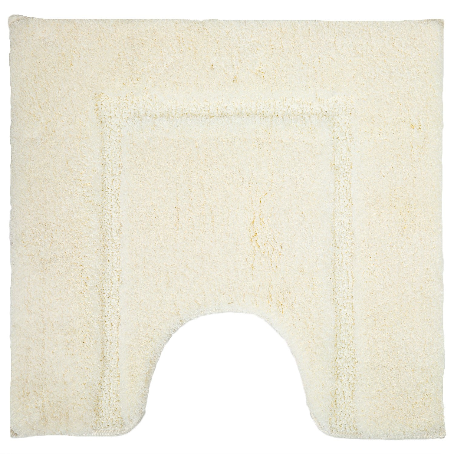 Cream contour bathmat featuring a plush textured finish with a subtle border design on a clean white background.
