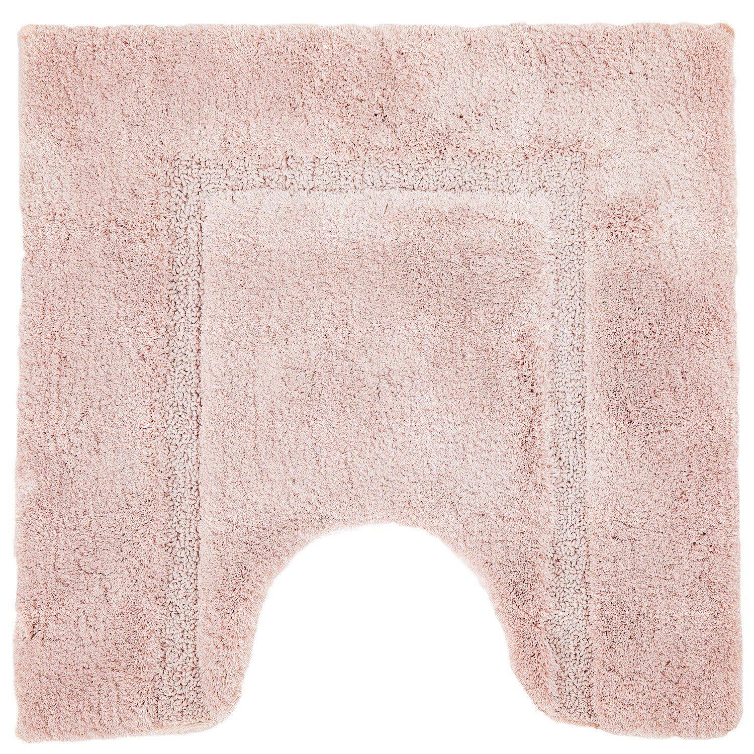 Pink contour bathmat featuring a plush textured finish with a subtle border design on a clean white background.