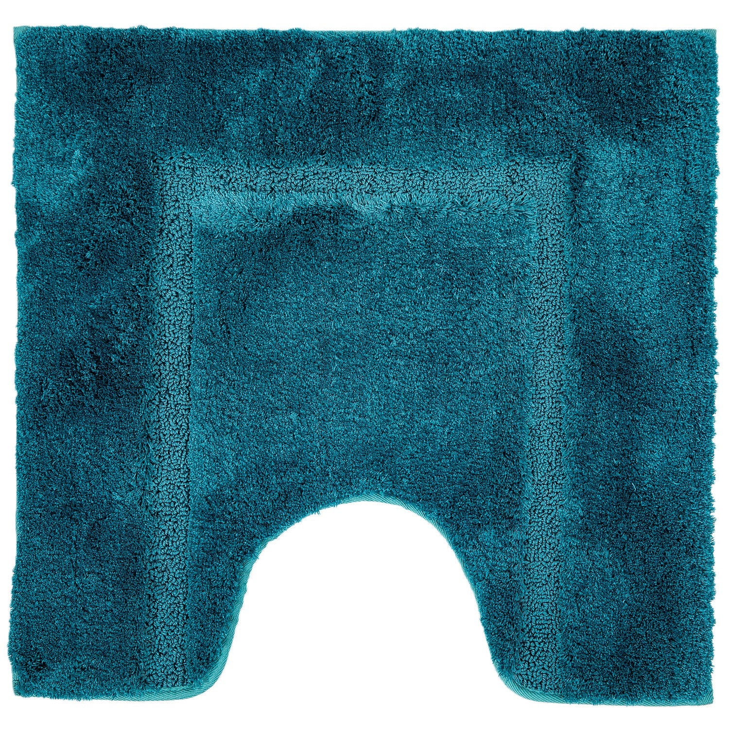 Teal contour bathmat featuring a plush textured finish with a subtle border design on a clean white background.