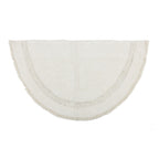 Cream Half-moon bathmat featuring a soft textured finish with curved contrast stripe detailing on a clean white background.