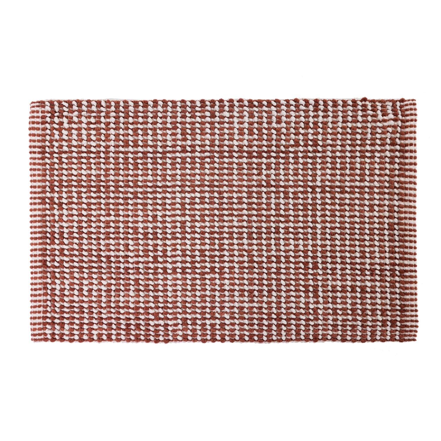 Clay Home Co. Amelie Popcorn Bathmat with a woven popcorn texture and subtle geometric pattern on a white background.