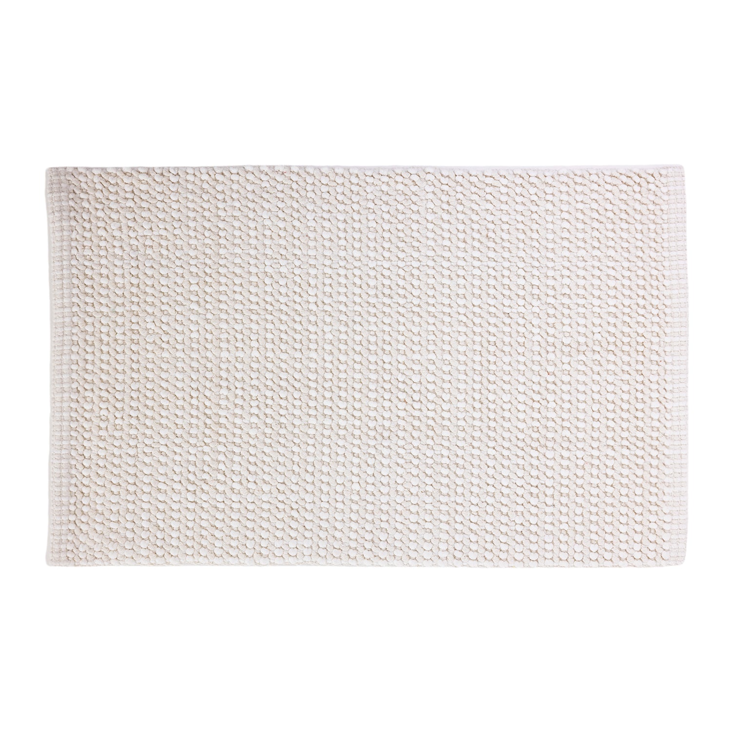 Ivory Home Co. Amelie Popcorn Bathmat with a woven popcorn texture and subtle geometric pattern on a white background.