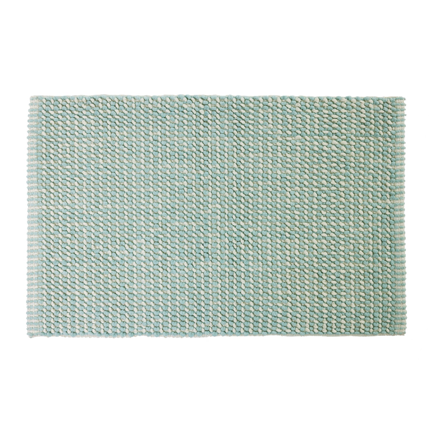 Sky Blue Home Co. Amelie Popcorn Bathmat with a woven popcorn texture and subtle geometric pattern on a white background.