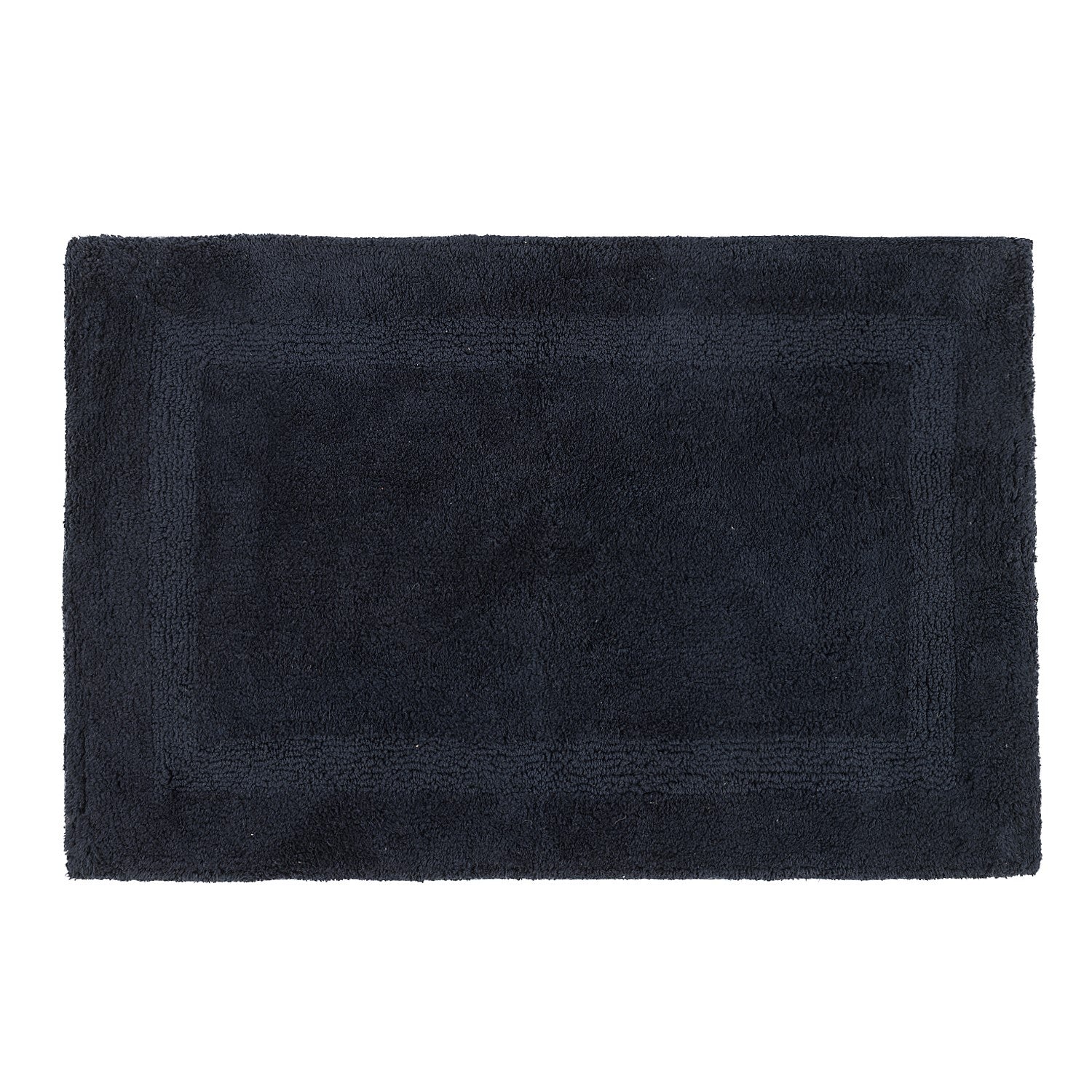 Charcoal bathmat featuring a plush textured finish with a subtle border design on a clean white background.