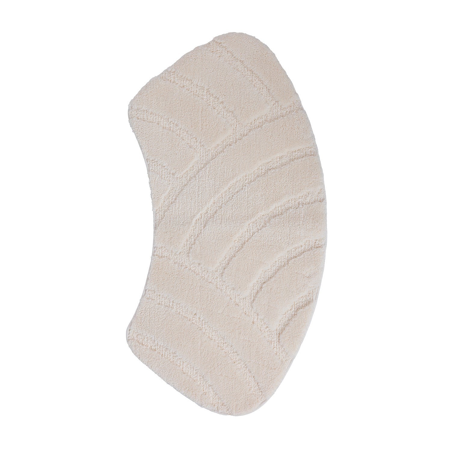 Cream  Kim Curved Geo Shower Mat featuring a plush carved geometric pattern on a clean white background.