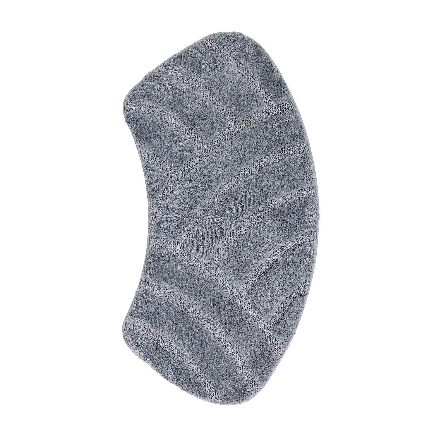 Grey  Kim Curved Geo Shower Mat featuring a plush carved geometric pattern on a clean white background.