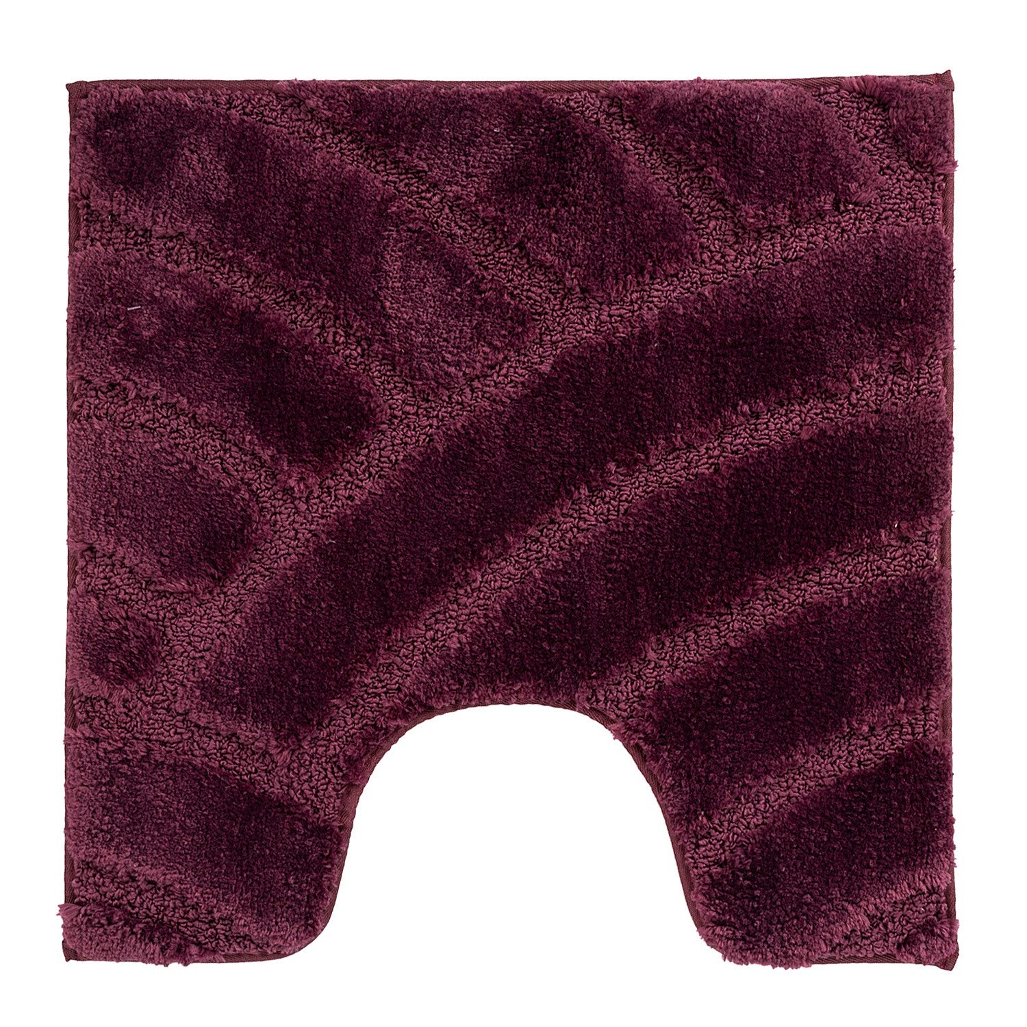 Berry contour bathmat featuring a plush carved geometric pattern on a clean white background.