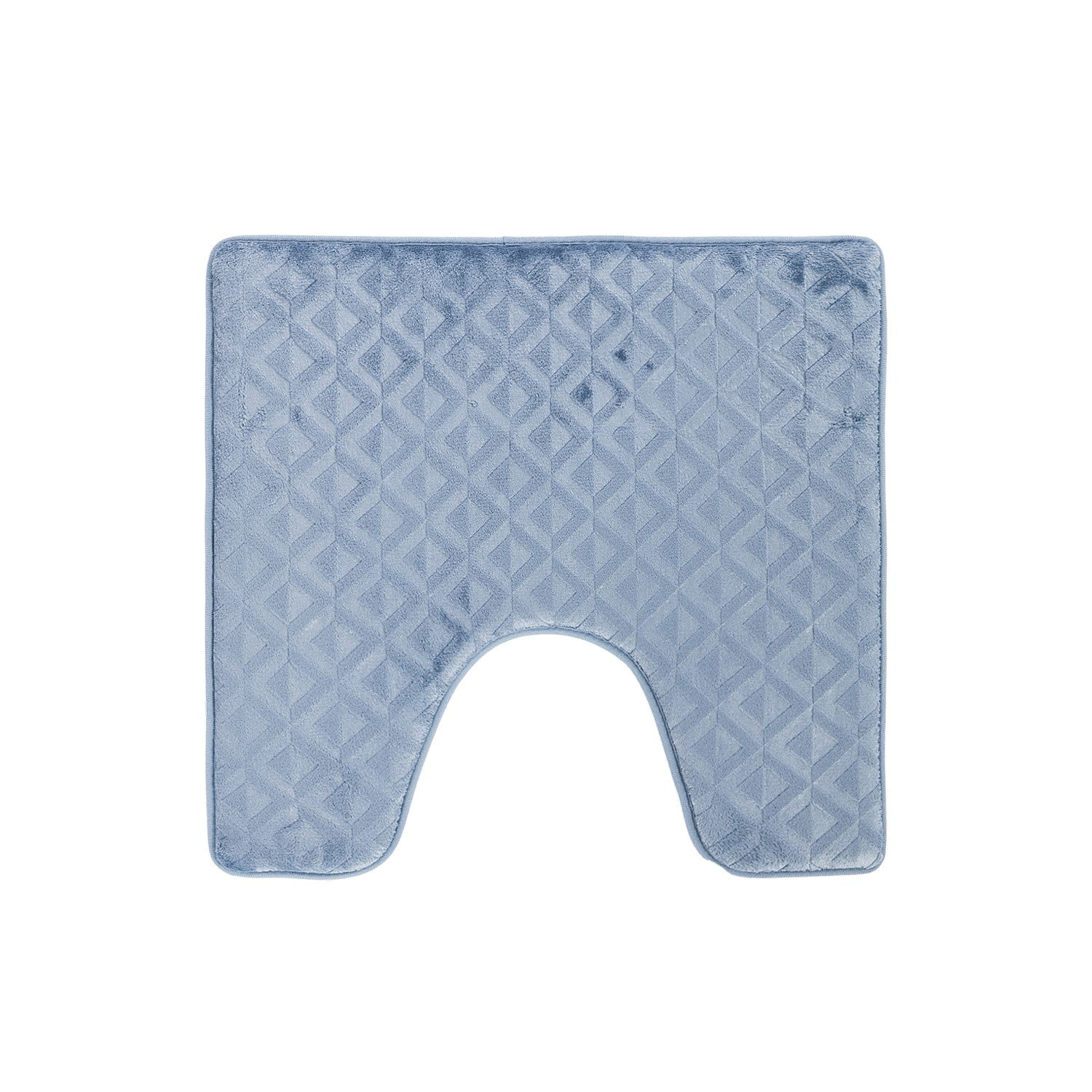 Blue contour bathmat featuring a soft geometric textured design on a clean white background.