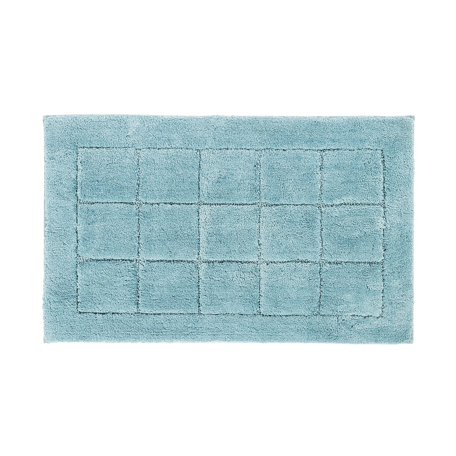 Ocean bathmat featuring a soft tufted grid design on a clean white background.