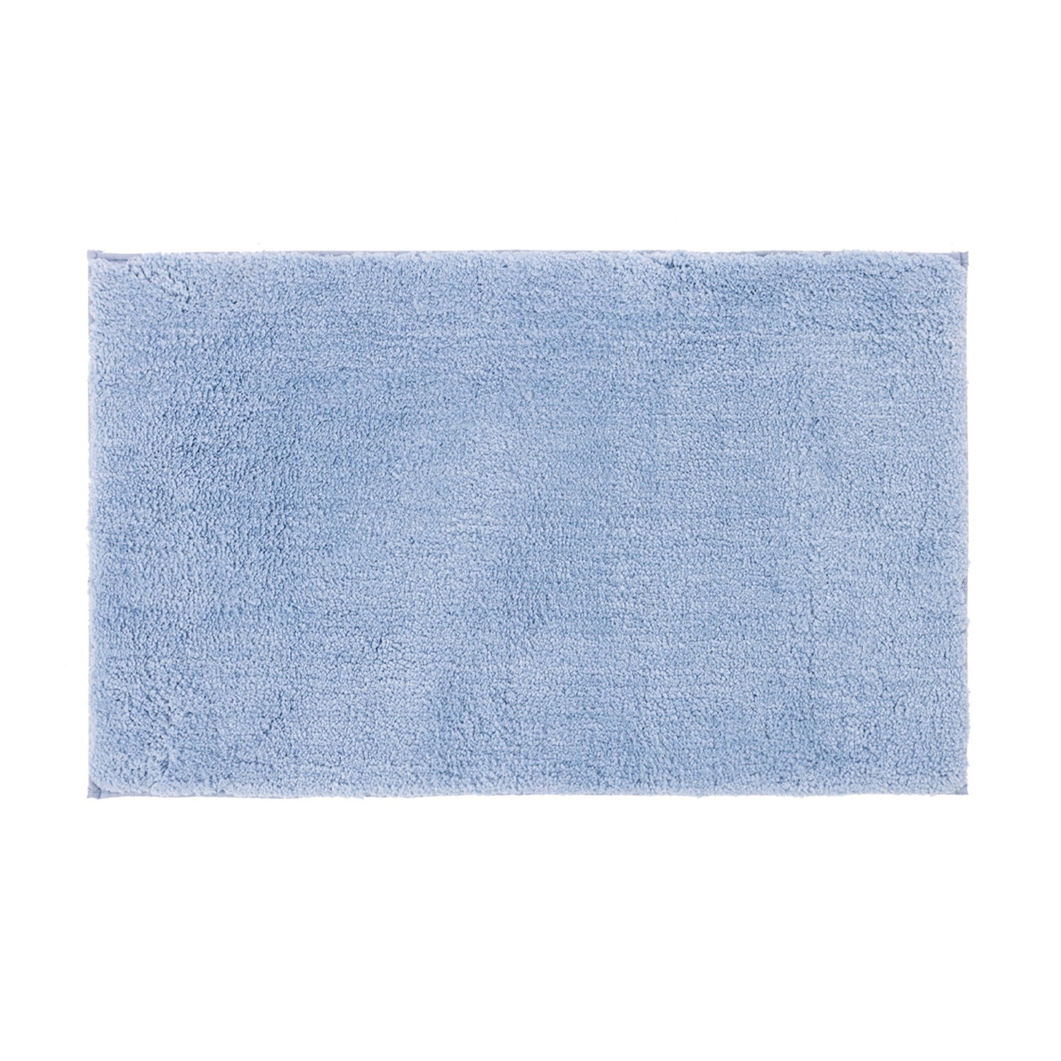 Pale Blue Plush bathmat on plain white background