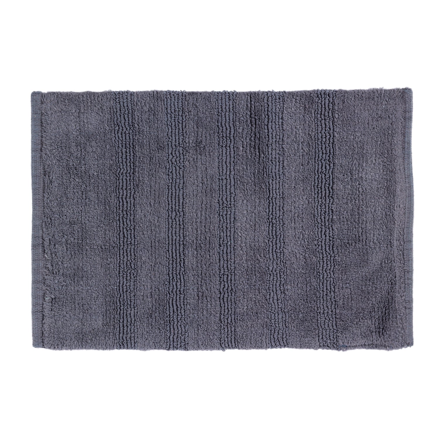 A rectangular Ebony Bath mat with a textured, ribbed terry cloth pattern, shown flat against a solid white background.
