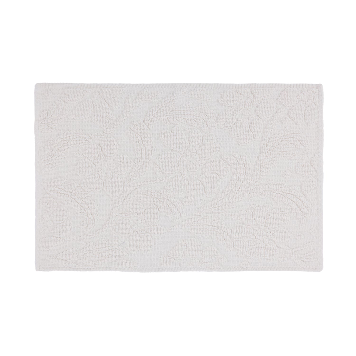 Gracious Living Grace Cotton Bathmat in ivory with a raised floral pattern on a white background.