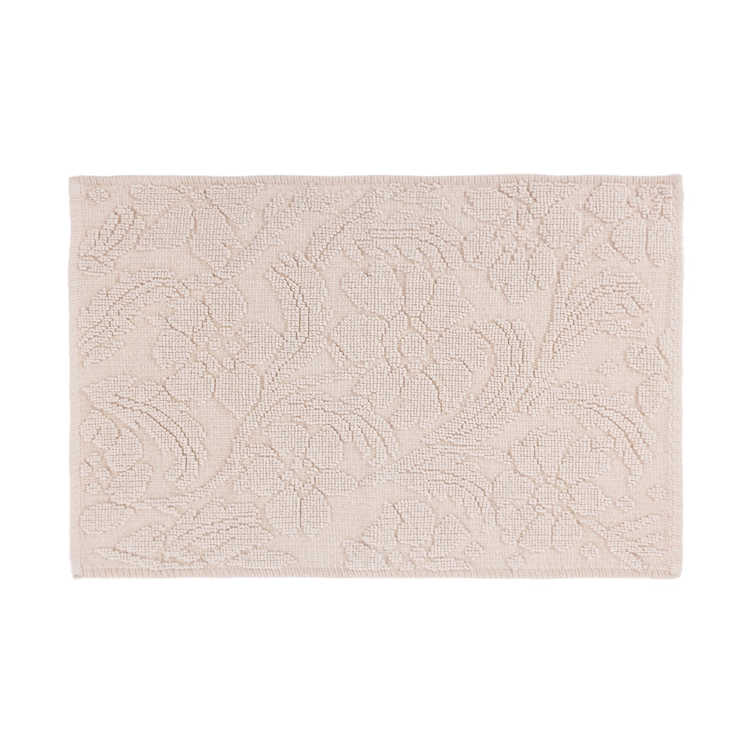 Gracious Living Grace Cotton Bathmat in sand with a raised floral pattern on a white background.