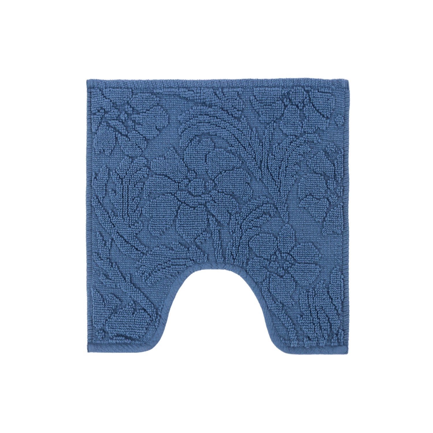 Gracious Living Grace Cotton Contour Mat in navy with a raised floral pattern on a white background.
