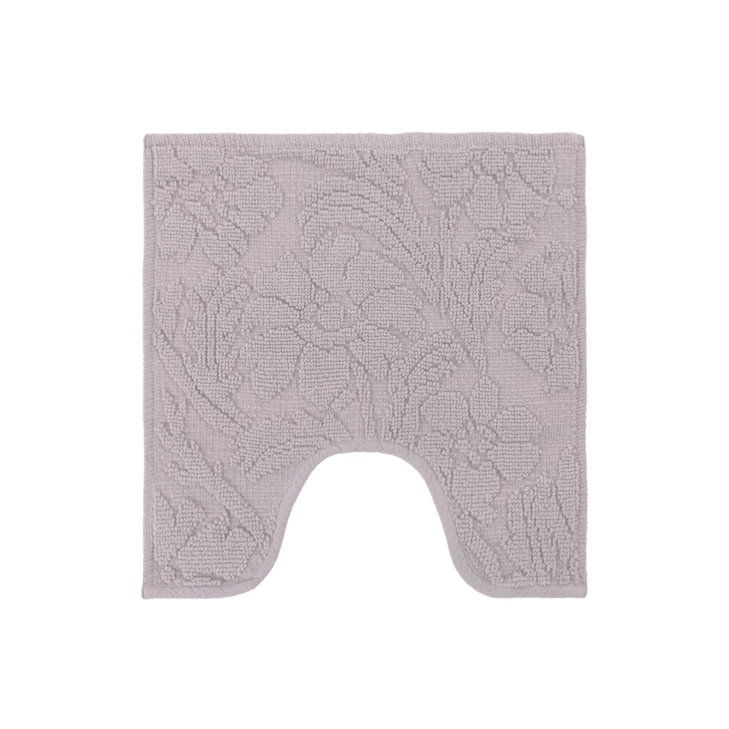 Gracious Living Grace Cotton Contour Mat in silver with a raised floral pattern on a white background.
