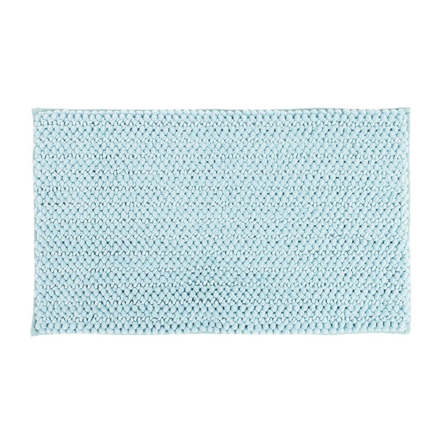 Design Republique Petra Toggle Bathmat in Faded Blue with a soft chenille toggle texture and rectangular design.