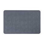 Charcoal stone quick dry bathmat featuring a modern geometric chevron design on a soft textured surface against a clean white background.